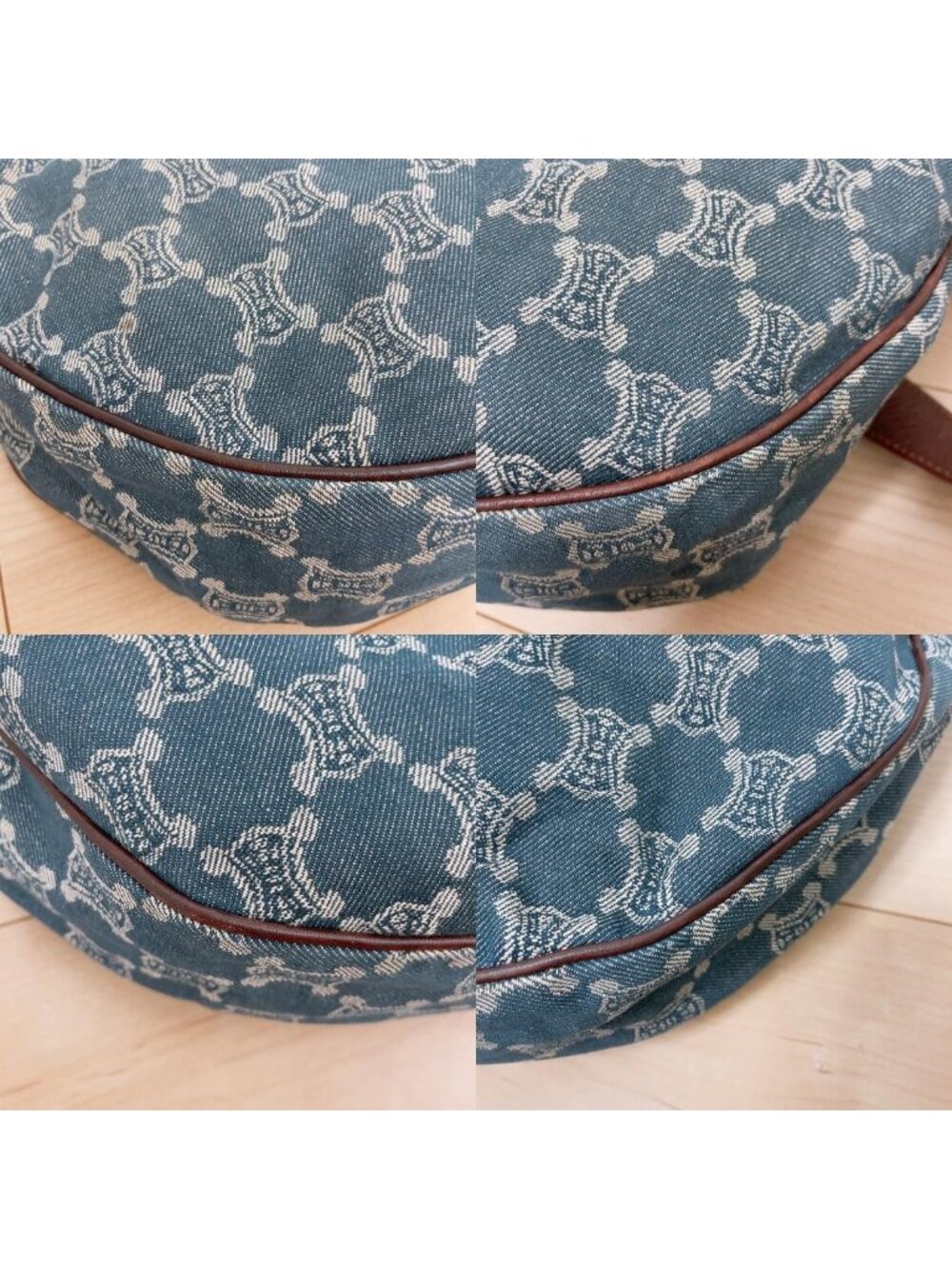 Celine Paris Macadam Denim Shoulder Bag Triomphe Hobo - Picture 4 of 8